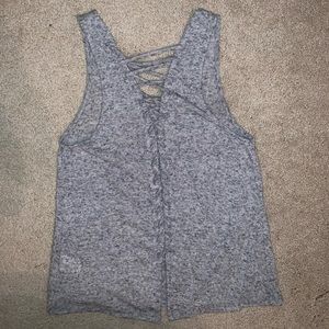 Grey Shoelace Back Tank Top
